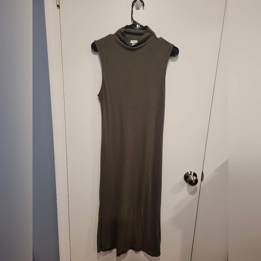 Green turtle neck dress